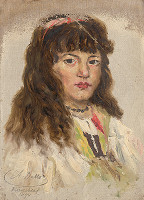 Aurel Ballo – Head Study of Woman with Long Hair 