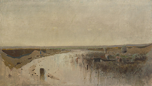 Ladislav Mednyánszky – Large Landscape with a River. Bathing