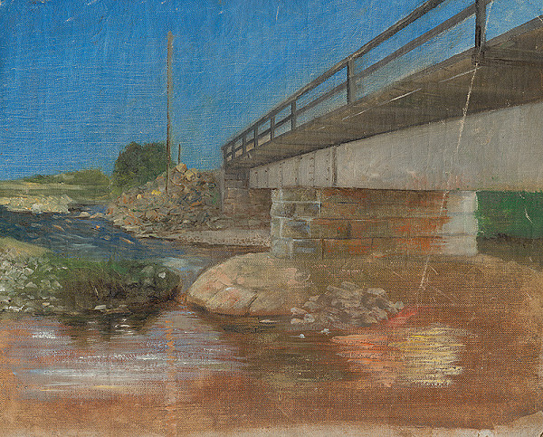 Aurel Ballo – Sketch of a Landscape with a Bridge