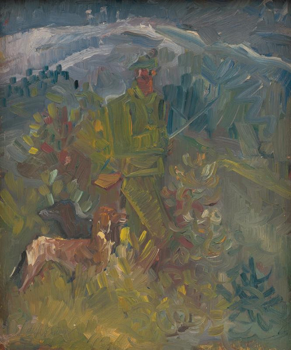 Arnold Peter Weisz-Kubínčan – Hunter with Two Dogs