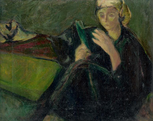 Eugen Nevan – A Reading Woman in Black