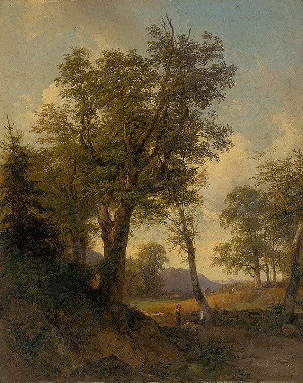 Joseph Höger – Alpine Landscape with Trees in the Foreground