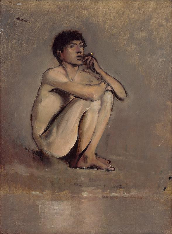 Ladislav Mednyánszky – Study of a Seated Nude of a Young Man