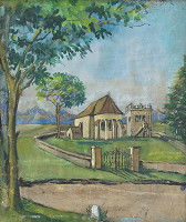 Margita Czóbelová – Pohľad na kostol a zvonicu Strážky 