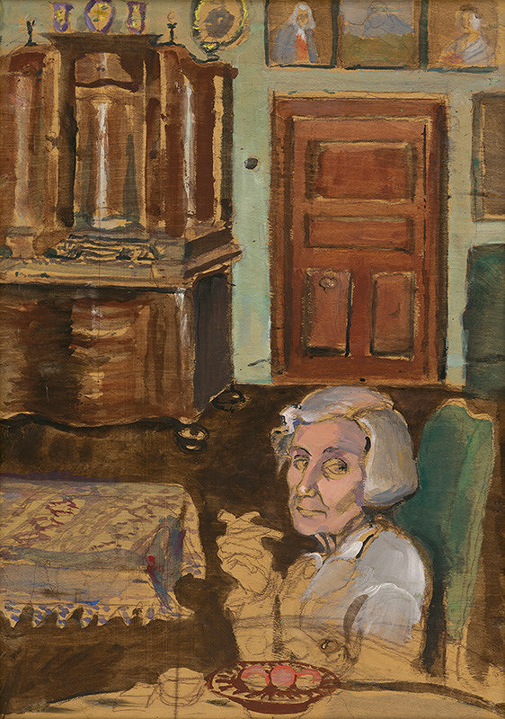 Margita Czóbelová – Autoportrét v interiéri kaštieľa v Strážkach
