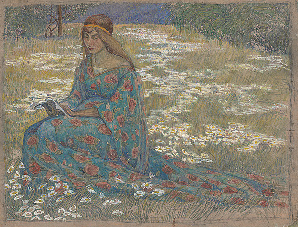 Margita Czóbelová – Reading Girl in a Flowery Dress 