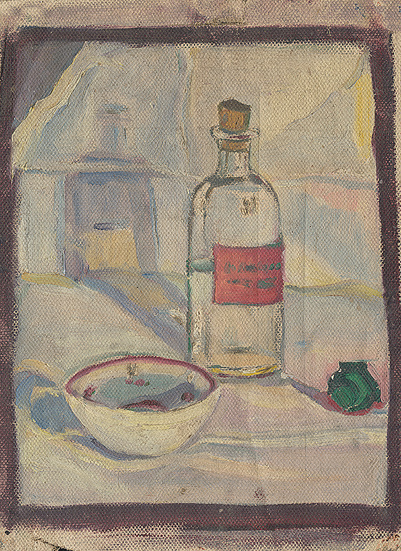 Margita Czóbelová – Still Life with a Bottle and a Bowl