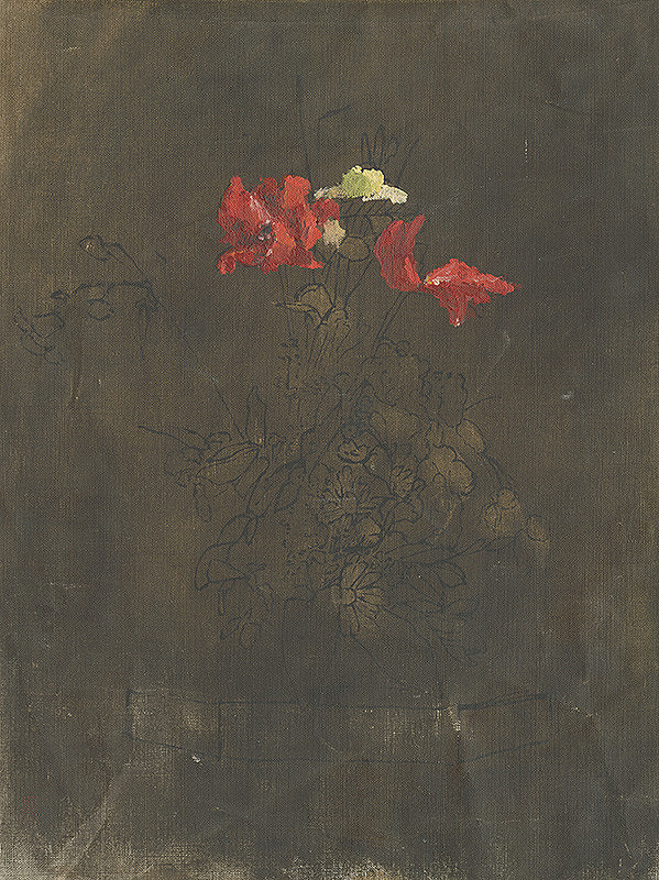 Margita Czóbelová – Sketch of a Bouquet on a Dark Background