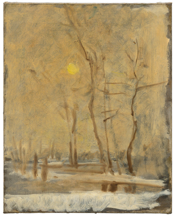 Ladislav Mednyánszky – Zimné slnko v krajine s potokom. Motív od Strážok. 