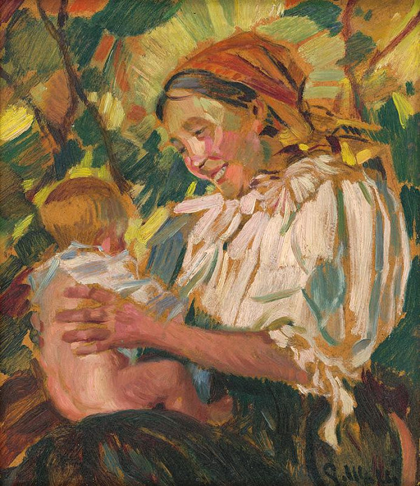 Gustáv Mallý – A Village Mother with a Child