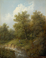 Eduard Boehm – Mountain Brook with a Fisherman 