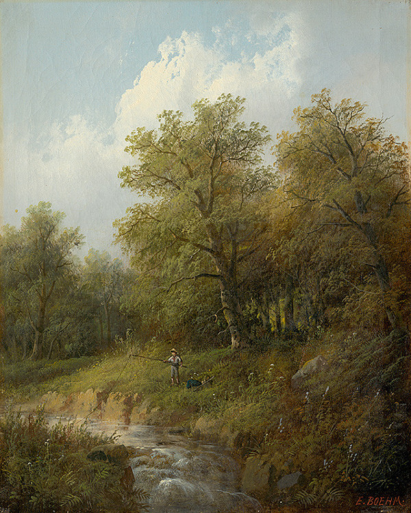 Eduard Boehm – Horský potok s rybárom