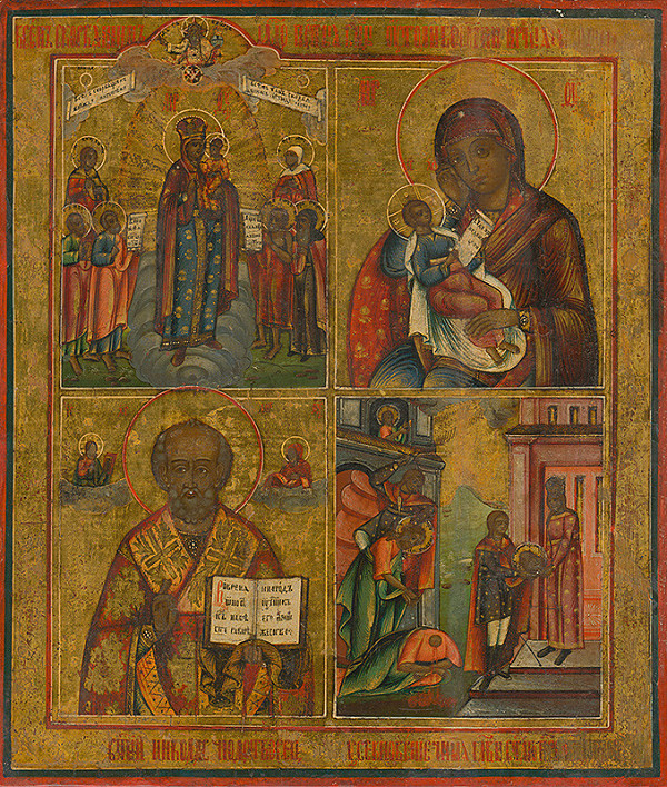 Ruský ikonopisec – Ikona so štyrmi výjavmi 