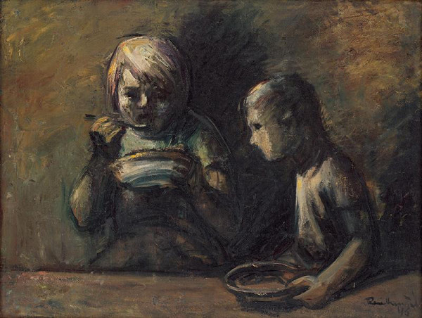 František Reichentál – Deti za stolom 