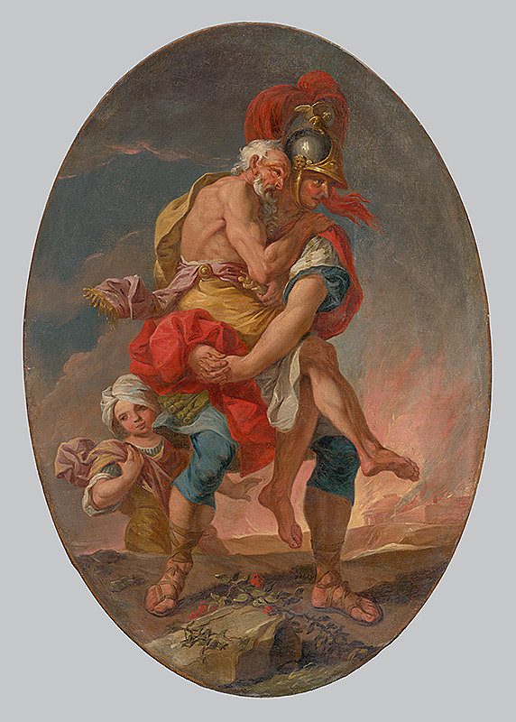 Johann Heinrich Schönfeld, Stredoeurópsky maliar – Aeneas Rescues Anchises from Burning Troy