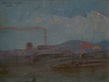Jozef Blanarovits – Early Evening Landscape with a Factory 
