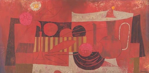 Juraj Krén – Zátišie s konvicou a kvetinami 