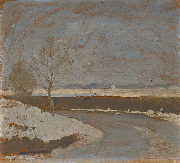 Karol Pongrácz – Study of Winter Landscape with a River