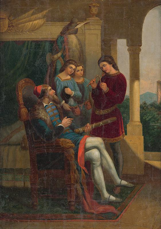 Slovenský maliar z 2. polovice 19. storočia, Josef Ruppert Přecechtěl – Kráľ Svätopluk a jeho synovia v roku 894