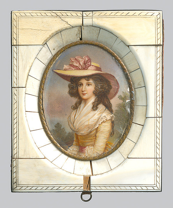 Stredoeurópsky maliar miniatúr z 18. storočia – Young Lady in a Hat