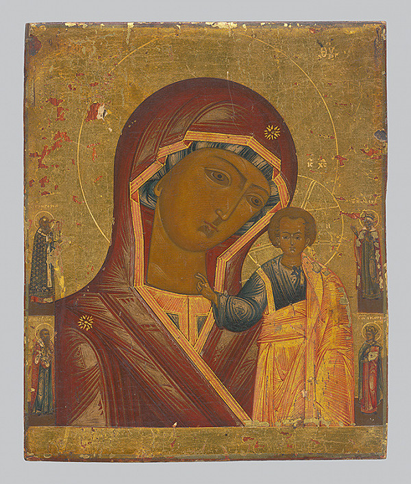 Ruský ikonový maliar – Bohorodička so svätcami