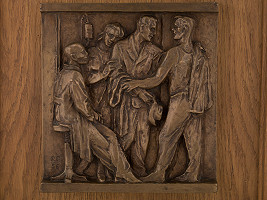 Rudolf Pribiš – Vďaka darcovi krvi II. Skica k výtvarnému doriešeniu fasády Krajskej transfúznej stanice v Bratislave 