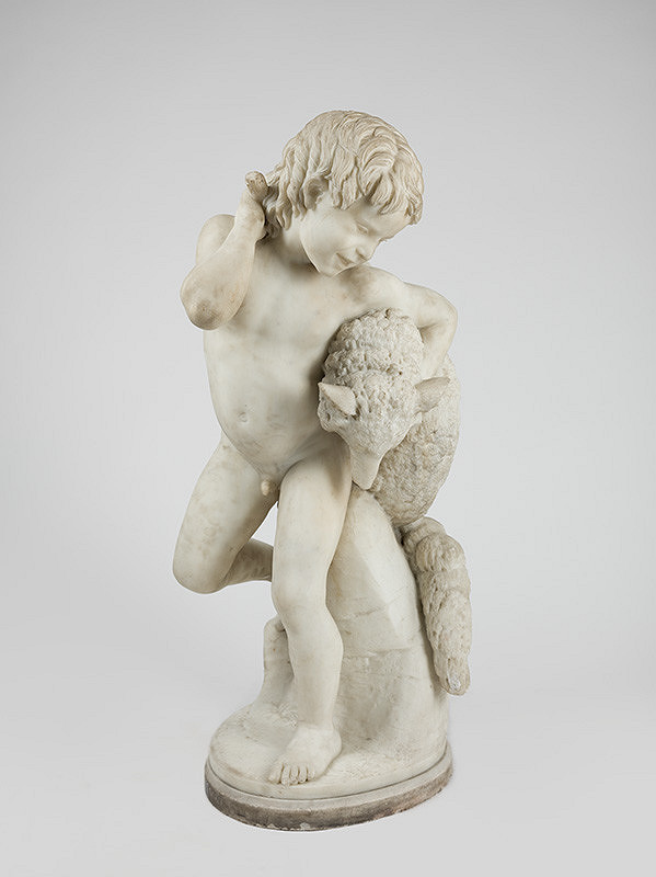 Nemecký sochár z konca 19. storočia – Chlapček so psíkom 