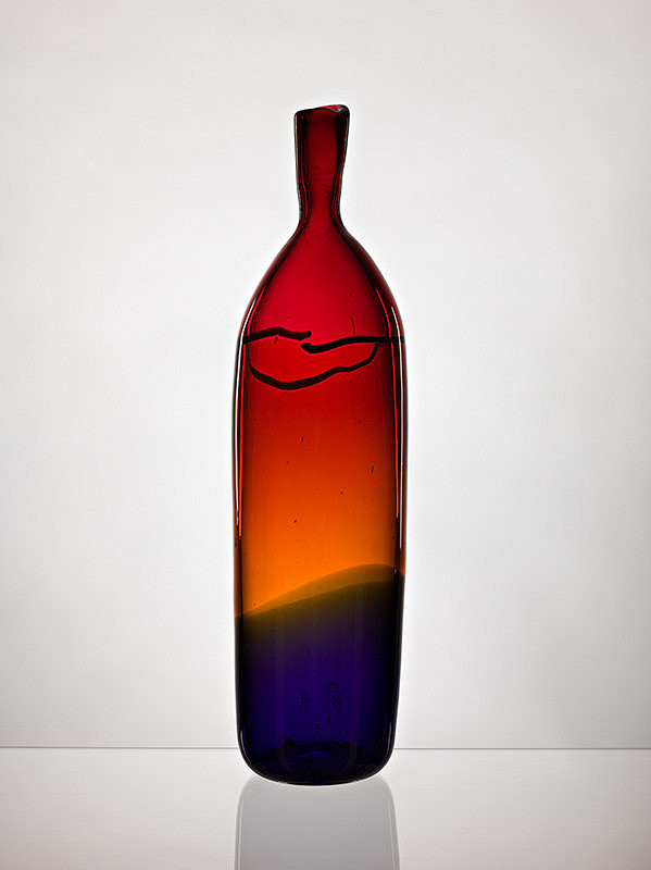 Ľubomír Blecha – Váza hutnícka farebná bordovo-modrá 