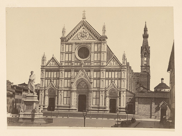 Neznámy autor – Florencia. Socha Danteho pred Bazilikou di Santa Croce (Basilica di Santa Croche)