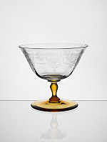 Sklárne Lednické Rovne – Miska na šampanské so žltou stopkou 