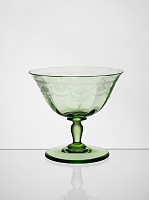 Sklárne Lednické Rovne – Miska na šampanské so zelenou stopkou 