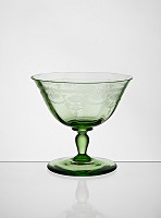 Sklárne Lednické Rovne – Miska na šampanské so zelenou stopkou 