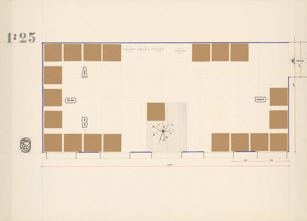 Viktor Holešťák-Holubár – Výstava ÚĽUV Múzeum Nové Zámky. Textil-prírodné materiále. Pôdorys. M 1:25 