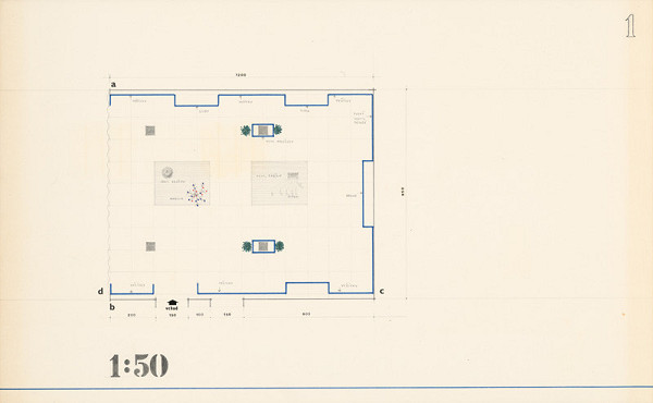 Viktor Holešťák-Holubár – Výstava ÚĽUV. Dom kultúry. Levice. Pôdorys. M 1:50 