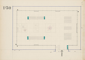 Viktor Holešťák-Holubár – Výstava ÚĽUV. Krajové múzeum Prešov. Pôdorys. M 1:50 
