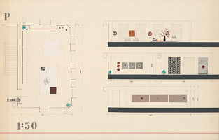 Viktor Holešťák-Holubár – Výstava ÚĽUV. Krajská galéria. Banská Bystrica. Pôdorys a pohľady.(P) M 1:50 
