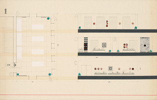 Viktor Holešťák-Holubár – Výstava ÚĽUV. Krajská galéria. Banská Bystrica. Pôdorys a pohľady.(1) M 1:50 