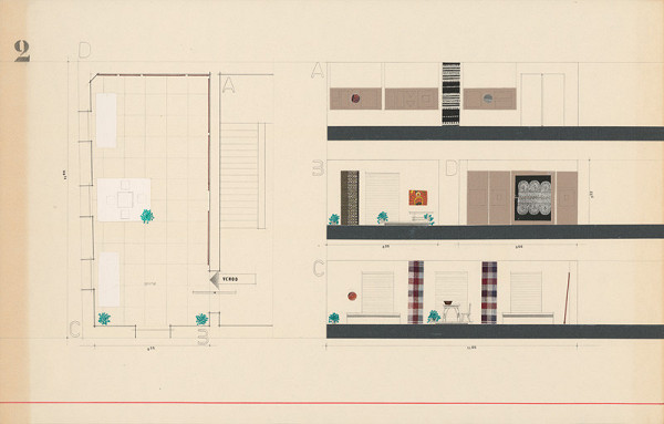 Viktor Holešťák-Holubár – Výstava ÚĽUV. Krajská galéria. Banská Bystrica. Pôdorys a pohľady.(2) M 1:50