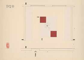 Viktor Holešťák-Holubár – Výstava ÚĽUV. Úrad vlády SSR. Bratislava. Pôdorys. M 1:20 