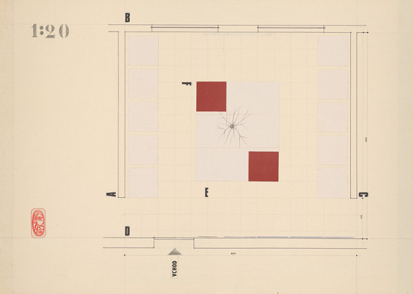 Viktor Holešťák-Holubár – Výstava ÚĽUV. Úrad vlády SSR. Bratislava. Pôdorys. M 1:20 