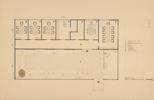 Viktor Holešťák-Holubár – Výstava ÚĽUV - Slovart Bratislava. Brno '74. Pôdorys. M 1:50 