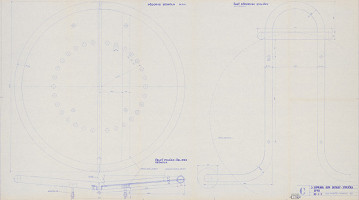Viktor Holešťák-Holubár – Záhradný nábytok C. Súprava - kov, detaily - stolička. SFVU. Výrobný výkres - pôdorys, detaily. 