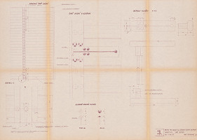 Viktor Holešťák-Holubár – Brána II. Objekt na Nám. Slovanskej vzájomnosti 6, OPS Nitra. Výrobný výkres - celok, detaily, rez. 3B. M 1:10, 1:1 