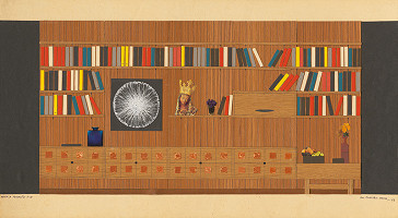 Viktor Holešťák-Holubár – Galéria Ľ. Fullu, Ružomberok. Interiér. Návrh. Obývacia pracovňa. M 1:10. 