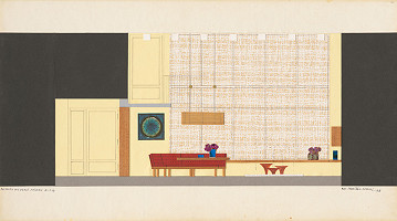 Viktor Holešťák-Holubár – Galéria Ľ. Fullu, Ružomberok. Interiér. Návrh. Prijímacia miestnosť - prízemie. M 1:10. 