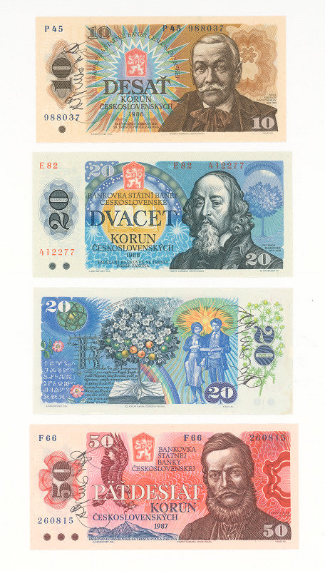 Albín Brunovský – Návrh bankoviek so signatúrou I. - IV. 