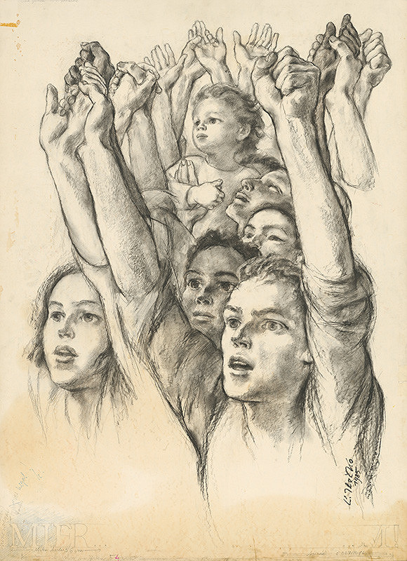Ľudovít Ilečko – Skica žien s dvihnutými rukami