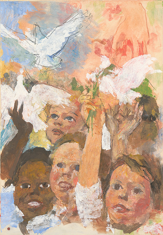 Ľudovít Ilečko – Deti s mierovými holubicami 