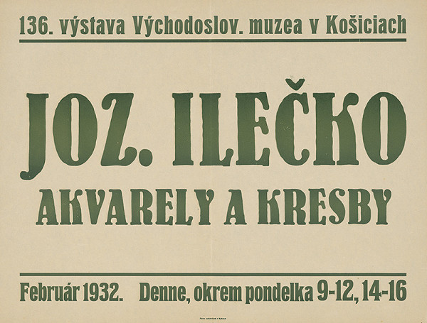 Košický autor z 1. polovice 20. storočia – Jozef Ilečko -akvarely a kresby