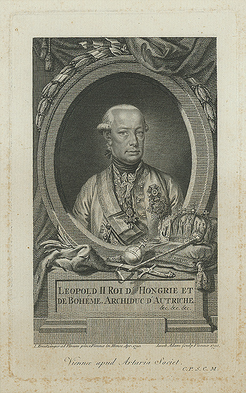 Jacob Adam – Podobizeň Leopolda II - kráľa uhorského a českého